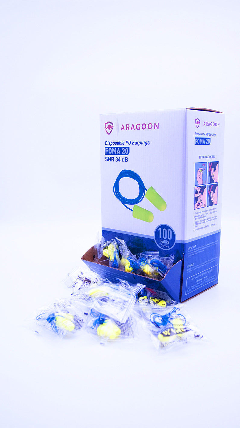 20 boxes FOMA 20 Corded Earplugs Dispenser (100 Pairs each box), total of (2000 pairs).