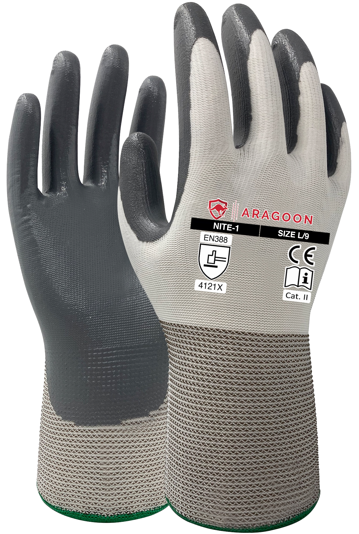 120 pairs NITE-1 General Handling Economic light glove, Flat Nitrile palm with Nylon Lyner.