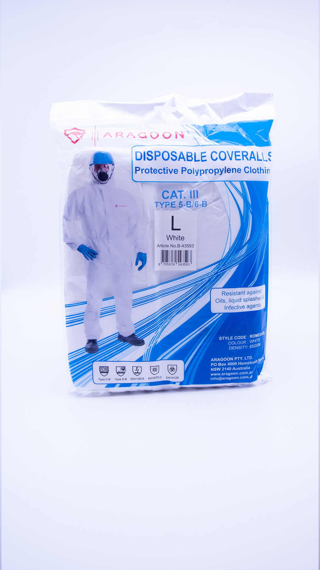 50 Nos. (ROMEO-65) Protective Disposable Coverall Type5B/6B.